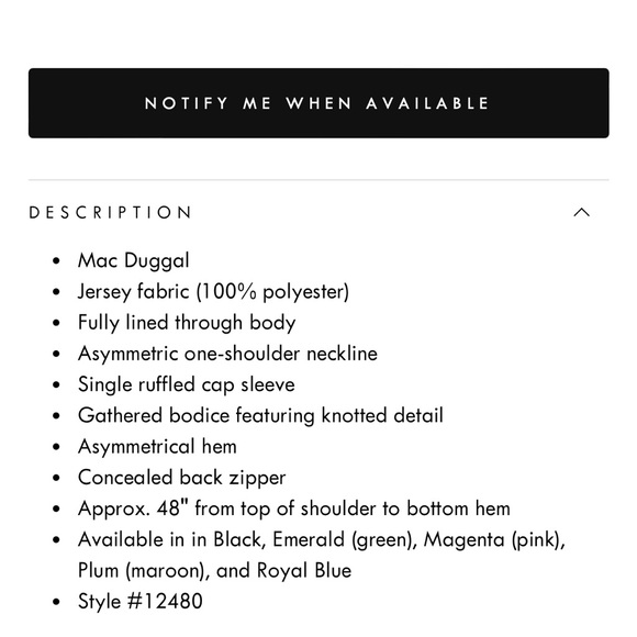 MAC DUGGAL ONE SHOULDER MIDI DRESS. SZ 6 nwt magenta - Picture 4 of 4